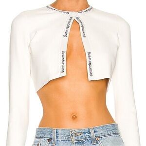 Brand new Alexander Wang cropped bodycon cardigan in soft white